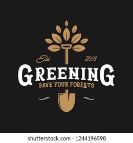 Greening vintage logo design