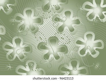 Greenish floral pattern on a green background. Background. Wallpaper.