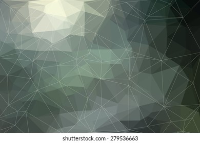 Greenish gray abstract geometric background consisting of colored triangles.