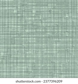 Greenish gray fabric, very old, with crossed stripes. Piece of a rather damaged cloth item. Grunge textile background. Vector seamless.