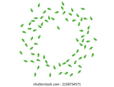 Greenish Leaves Background White Vector. Vegetation Bio Frame. Light Texture. Light Green Watercolor Card. Plant Herbal.