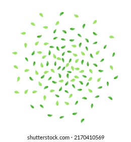 Greenish Leaves Background White Vector. Vegetation Decoration Card. Peaceful Design. Light Green Environment Frame. Sheet Life.