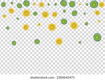 Greenish Lemon Background Transparent Vector. Art Set. Bright Lemon Wrapping. Repeat Lemon Yellow Pattern.