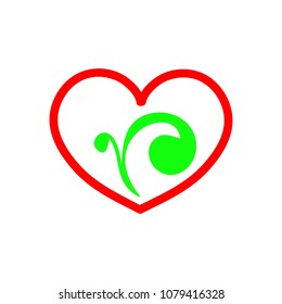 greenish love vector logo
