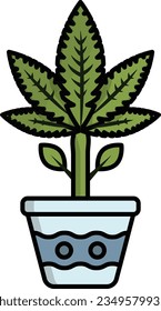 greenish-gray mixture of the flowers pot concept, Hemp Plant vector icon design, Cannabis and marijuana symbol, thc and cbd sign, recreational herbal drug stock illustration