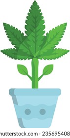 mezcla de color verde-gris del concepto de maceta florida, diseño de icono de color vectorial de la planta Hemp, símbolo de cannabis y marihuana, signo de thca y cbda, ilustración recreativa de plantas medicinales