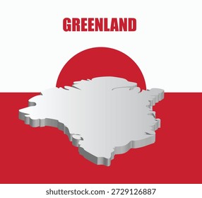 Ilustración de mapa 3D de Groenlandia que destaca la forma geográfica Diseño de concepto de identidad nacional