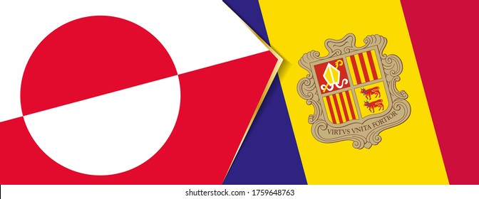 Banderas de Groenlandia y Andorra, dos banderas vectoriales símbolo de relación o enfrentamiento.