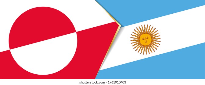 Banderas de Groenlandia y Argentina, dos banderas vectoriales símbolo de relación o enfrentamiento.