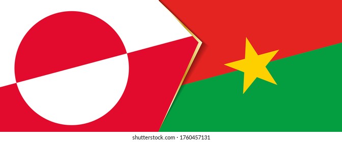 Greenland and Burkina Faso flags, two vector flags symbol of relationship or confrontation.