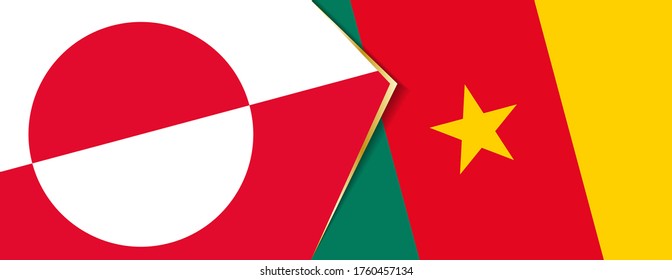 Greenland and Cameroon flags, two vector flags symbol of relationship or confrontation.