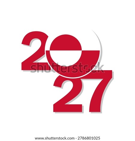 Greenland circle flag icon. Vector illustration of the New Year icon for Greenland in 2027. Happy New Year!