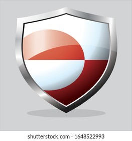 Greenland Country Flag Shield icon with white background