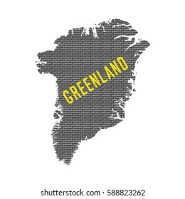 Greenland country map made up of vector greenland text