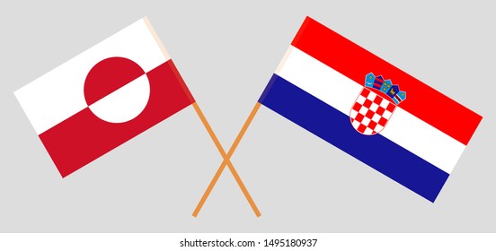 Greenland and Croatia. Crossed Greenlandic and Croatian flags