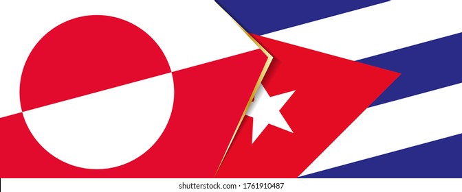 Grönland und Kuba-Flaggen, zwei Vektorfahnen Symbol für Beziehung oder Konfrontation.