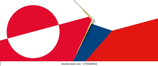 Greenland and Czech Republic flags, two vector flags symbol of relationship or confrontation.