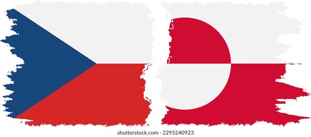 Greenland and Czech Republic grunge flags connection, vector