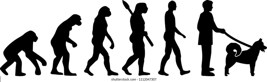 Greenland Dog evolution development with silhouette 