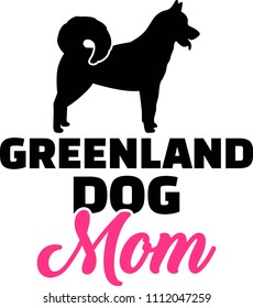 Greenland Dog mom silhouette with pink word