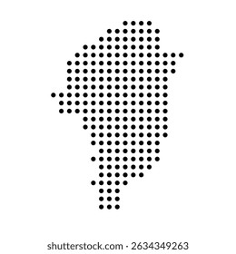 Greenland dotted map. Black spot pixel illustration isolated on white background. Vector circle mosaic.