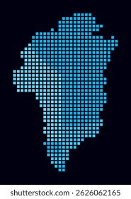 Greenland dotted map. Digital style map of the country on a dark background. Greenland shape with square dots. Colored dots style. Large size squares. Awesome vector illustration.