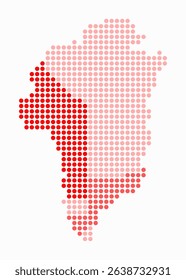 Greenland dotted map. Digital style map of the country on white background. Greenland shape with circle dots. Colored dots style. Large size circles. Artistic vector illustration.