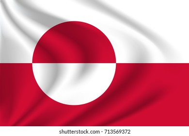 Greenland flag background with cloth texture. Greenland Flag vector illustration.