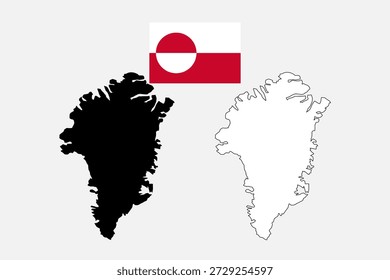Greenland Flag Between Two Island Silhouettes.