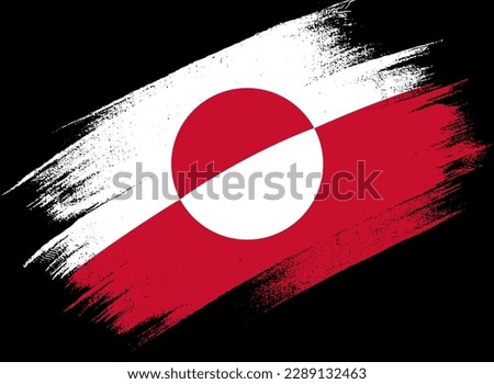 Greenland flag with brush paint textured isolated  on png  background