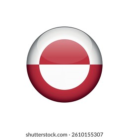 Greenland Flag Circle Button Vector Template