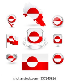 Greenland Flag Collection. Vector icon set.