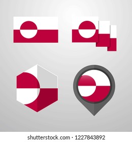 Greenland flag design set vector