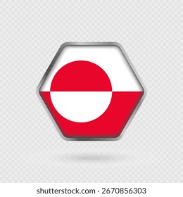 Bandeira da Gronelândia em um quadro de hexágono.