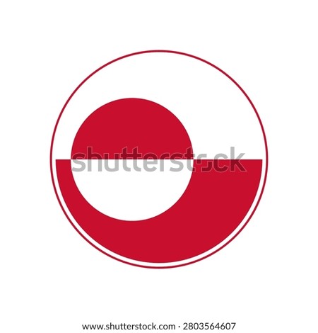 Greenland flag icon. Circular emblem of Greenland flag with the ring-shaped edge.
