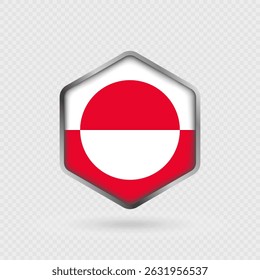 Greenland Flag Icon in Hexagon Shape.