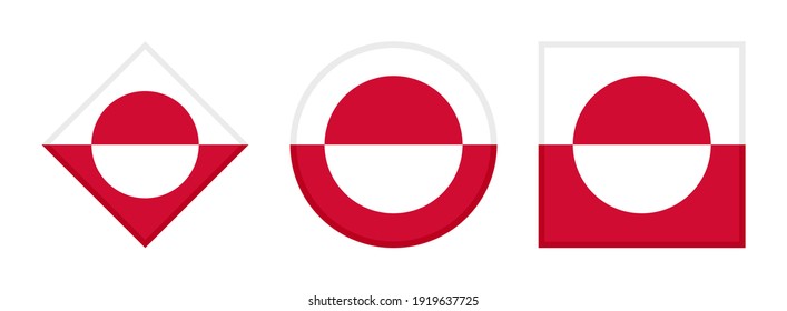 greenland flag icon set. isolated on white background