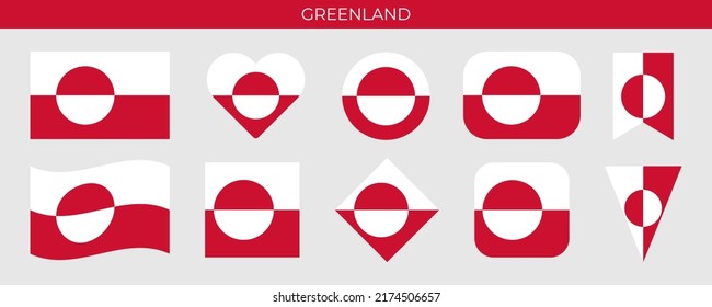Greenland flag icon set vector illustration