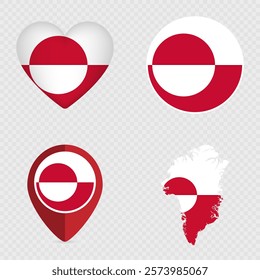 Greenland Flag Icons Pack. Vector illustration.