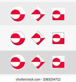 Greenland flag icons set, vector flag of Greenland. Three versions of icon.