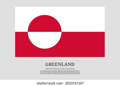 Greenland flag and information text poster, vector background