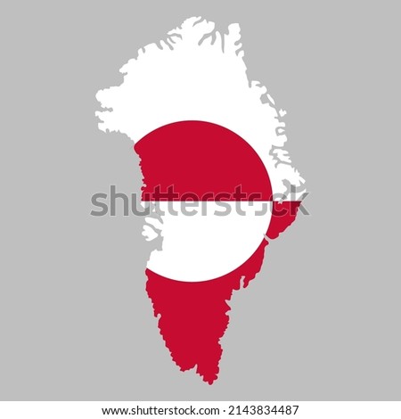 Greenland flag inside the Greenlandic map borders vector illustration