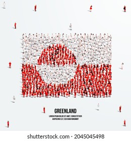 Greenland Flag. A large group of people form to create the shape of the Greenland flag. Vector Illustration.