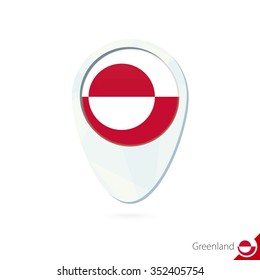Greenland flag location map pin icon on white background. Vector Illustration.