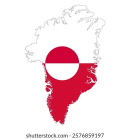 Greenland flag map contour vector illustration