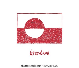 Greenland Flag Marker or Pencil Sketch Illustration Vector