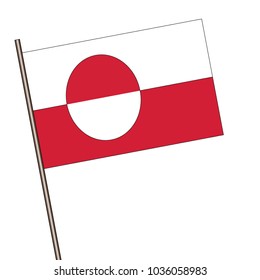 Greenland Flag with Metal Pole. Vector illustration.