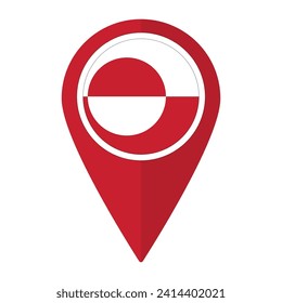 Greenland flag on map pinpoint icon isolated. Flag of Greenland