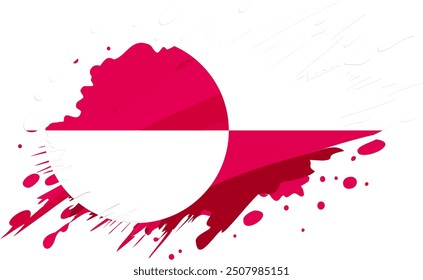 Greenland flag painted with Grunge brush stroke, watercolor flag style.