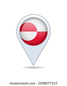 Greenland - flag pin for map. Vector illustration.